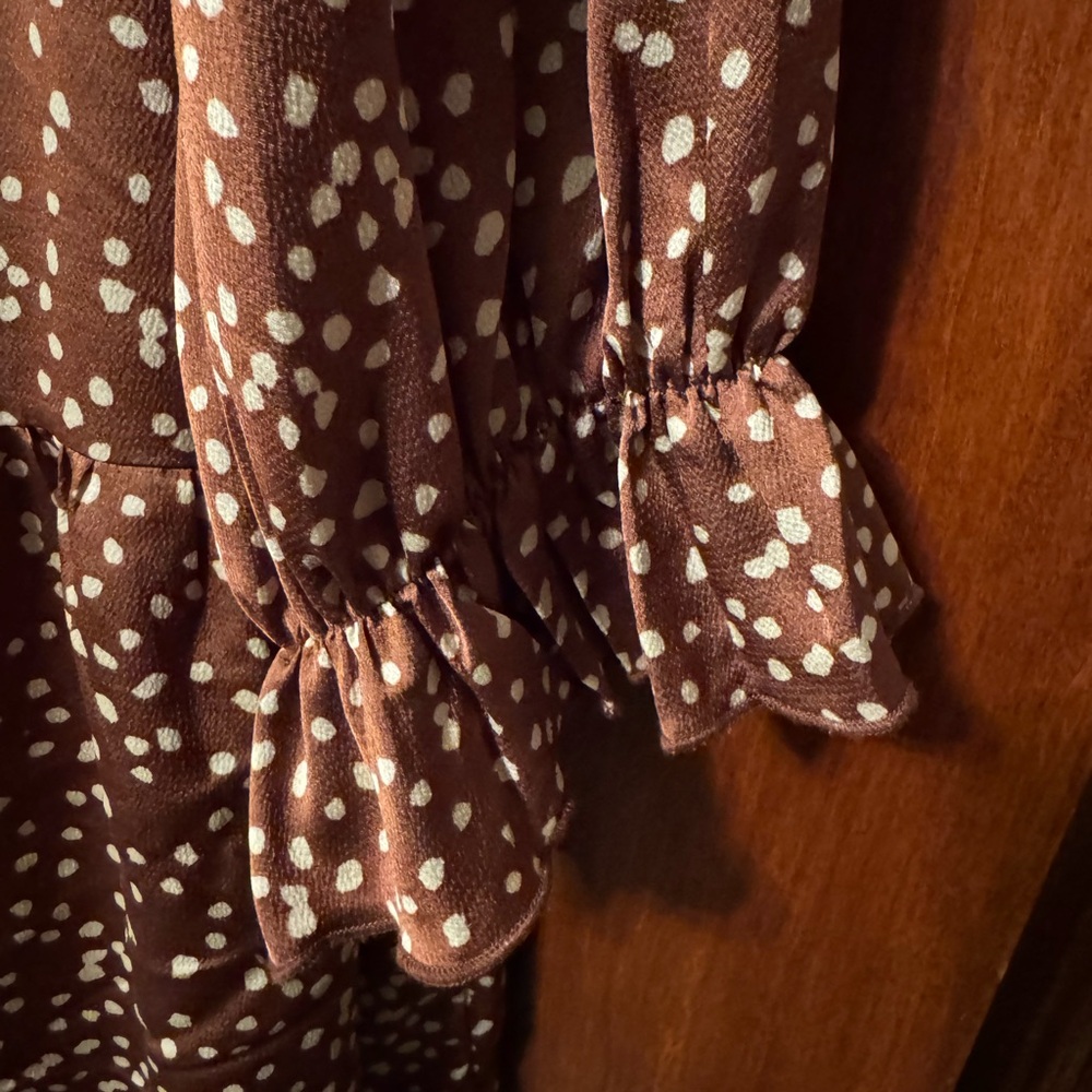 Women’s Brown and White Spotted Plus Size Dress - Size 3X - Picture 3 of 5
